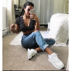 Off White Rose Gold New Balance 574